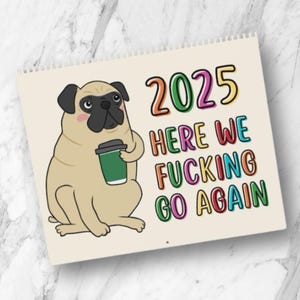 Here We Go Again 2025 Calendar, Funny Sarcastic Hanging Month Calendar, Unhinged Wall Calendar, Novelty Wall Calendar for Home, Office Gifts