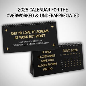 2026 Swear Word Desk Calendar – Funny Office Gift for Coworkers, Employees, Bosses, Women, Men, White Elephant, Gag Gift For Best Friends
