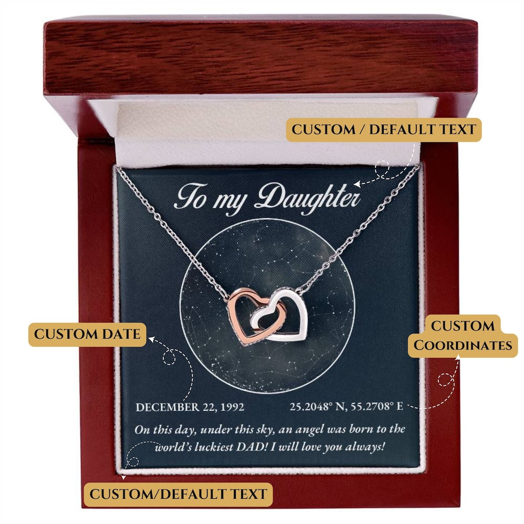 To My Daughter Necklace From Dad, Father Daughter Necklace, Gold