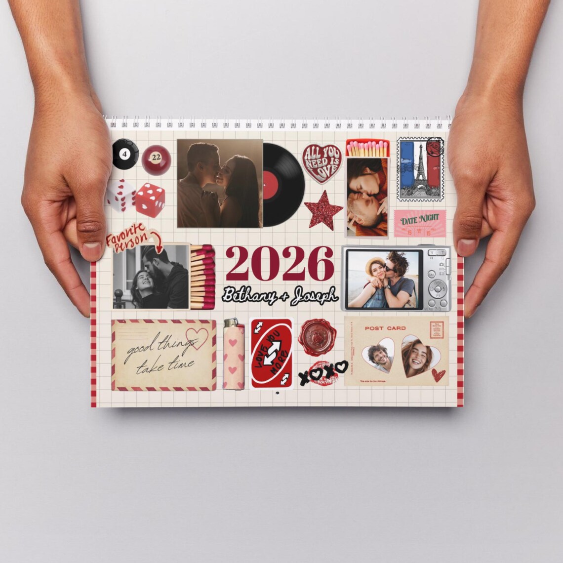 2026 Vision Board Calendar Template, Editable Canva DIY Design, Retro ...