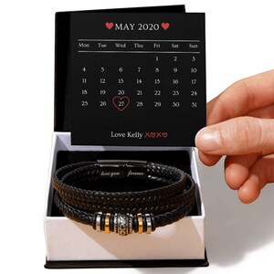 Valentine&#39;s Day Gift, Gift For Boyfriend, Guy Valentine Gift, Girlfriend Birthday Gift, Personalised Bracelet Gift For him, Gift for Him