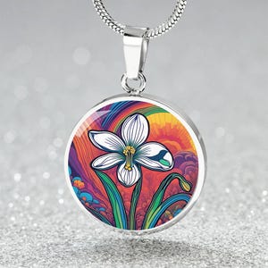 Snowdrop Birth Flower Necklace, Personalized January Birth Month Flower Jewelry, Floral Charm Pendant Anniversary & Birthday Gift for Her