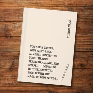 Personalised Writer Writing Motivation Notebook, Gift for Writer, Author, Poet, Writing Diary, Inspirational Gift for Writers, Author Gifts