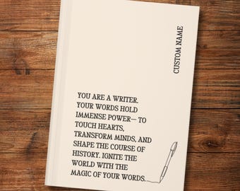 Personalised Writer Writing Motivation Notebook, Gift for Writer, Author, Poet, Writing Diary, Inspirational Gift for Writers, Author Gifts