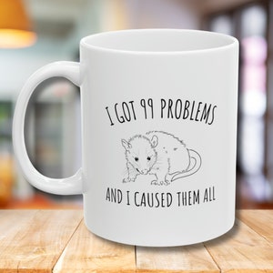 Trash Angry Possum Mug, Opossum Angry, Gift for Possum Lover, Angry Possum Coffee Cup, Animal Lover, Adorable Opossum Swearing