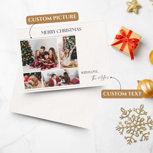 Tarjetas navideñas (impresión a doble cara), postales navideñas personalizadas, tarjetas navideñas con fotos, fotos y textos personalizados, ideas para regalos navideños