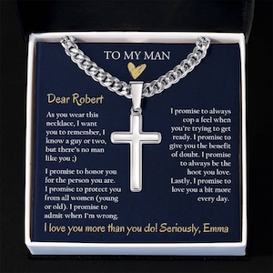 Personalized Cuban Promise Chain For Him, Anniversary Gift For Husband, Valentine&#39;s Gift For Boyfriend, To My Man Customized Birthday Gift