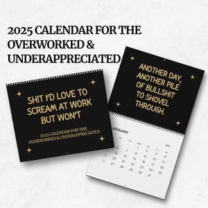 2025 Funny Office Humor Work Swear Affirmations Wall Calendar White Elephant Gag Gift For Women, Men, Coworkers, Best Friends and Employees
