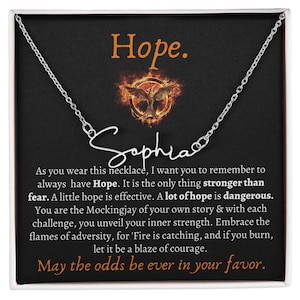 May the odds be ever in your favor Custom Necklace, Songbirds & Snakes, The Ballad Of, Mockingjay Hope Name Necklace Gifts for Best Friend