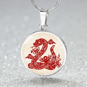Chinese Zodiac Snake Necklace, Year of The Snake Necklace Gold, Personalized Chinese Zodiac Silver Pendant, 2025 Chinese Lunar New Year