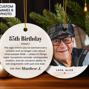 Personalised 85th Birthday Gift with Photo, Funny Definition Gift for Grandpa, Dad, Grandma, Milestone Birthday Gift for Dad, Turning 85
