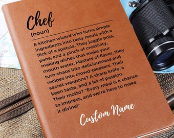 Custom name chef journal, Christmas Gift for Chefs, Kitchen wizard, Cooking Journal, Blank Recipe Book, Chef appreciation Culinary gift idea