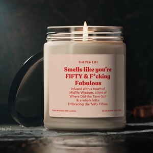 50th Birthday Gift | Funny 50th Birthday Gift | Funny Candle | Soy Wax Candle | Fifty & Fabulous | Milestone Celebration Birthday Gifts