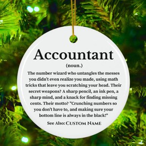 Personalized Accountant Christmas Ornament, Accountant Definition Gift, Accountant CPA Gift, Custom Accounting Gift Ideas, Graduation Gift