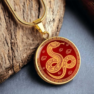Chinese Zodiac Snake Necklace, Year of The Snake Necklace Gold, Personalized Chinese Zodiac Silver Pendant, 2025 Chinese Lunar New Year