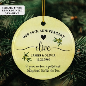 Personalized 59th Anniversary Printed Ceramic Ornament, 59th Anniversary Gift, 59th Wedding Anniversary Gift for Husband, Gift for Wife