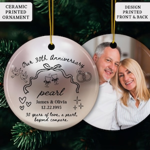 Personalized 30th Anniversary Gift, Pearl Wedding Anniversary, Anniversary Gift for Husband Wife, 30th Anniversary Printed Ceramic Ornament
