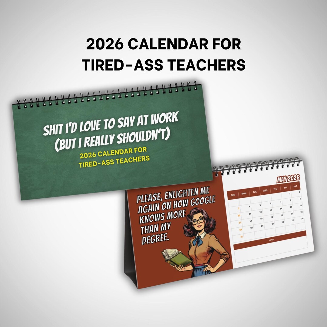 Swearing Rant 2026 Funny Teacher Swear Rant Desk Calendar, White Elephant Gag Gift ...