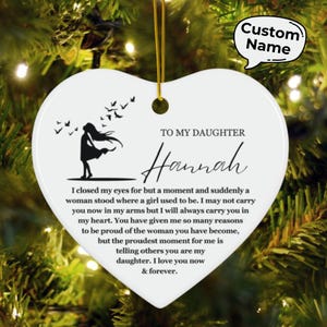 Heartfelt Daughter Keepsake Ceramic Ornament, Christmas Decor Bauble, Christmas Gift for Daughter from Mother, from Father, Sentimental gift
