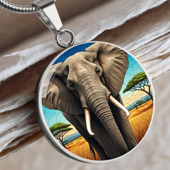 Majestic Elephant Pendant Necklace, African Savanna Forest Perfect