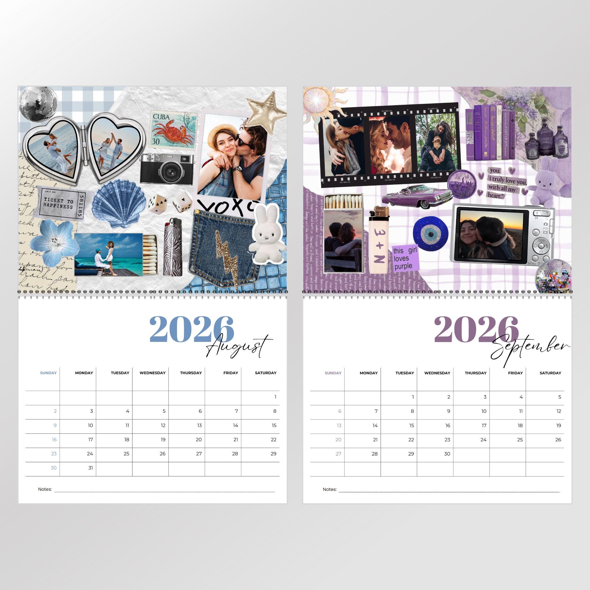 2026 Vision Board Calendar Template, Editable Canva DIY Design, Retro ...