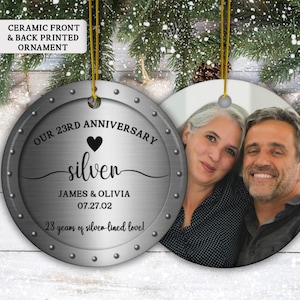 Personalized 23rd Anniversary Printed Ceramic Ornament, 23rd Anniversary Gift, Silver Wedding Anniversary, Anniversary Gift for Husband Wife