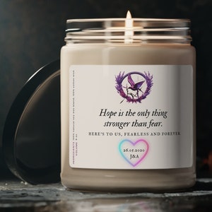 Hope is stronger than fear Candle, Games Hunger, White Rose, President Snow, Valentine's Gift for Her, ballad of, Songbirds & Snakes