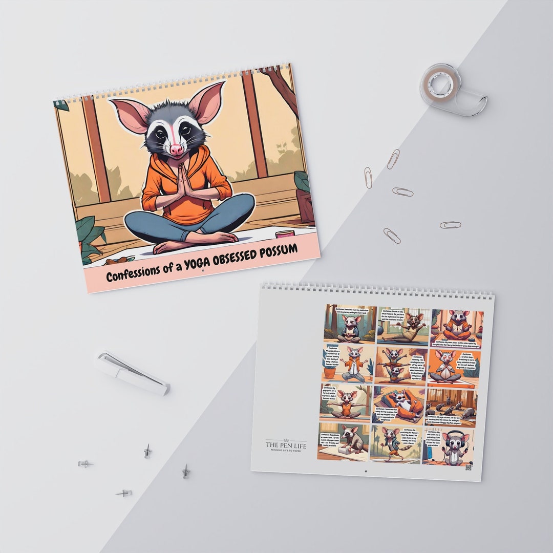 2024 Wall Calendar, Home Office Wall Decor Stationery, Possum Lover