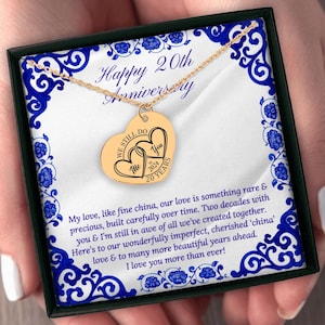 20th Year Anniversary Heart Necklace, 20th Anniversary Necklace, 20th Wedding Anniversary gift for Wife, China Anniversary, 20 years married