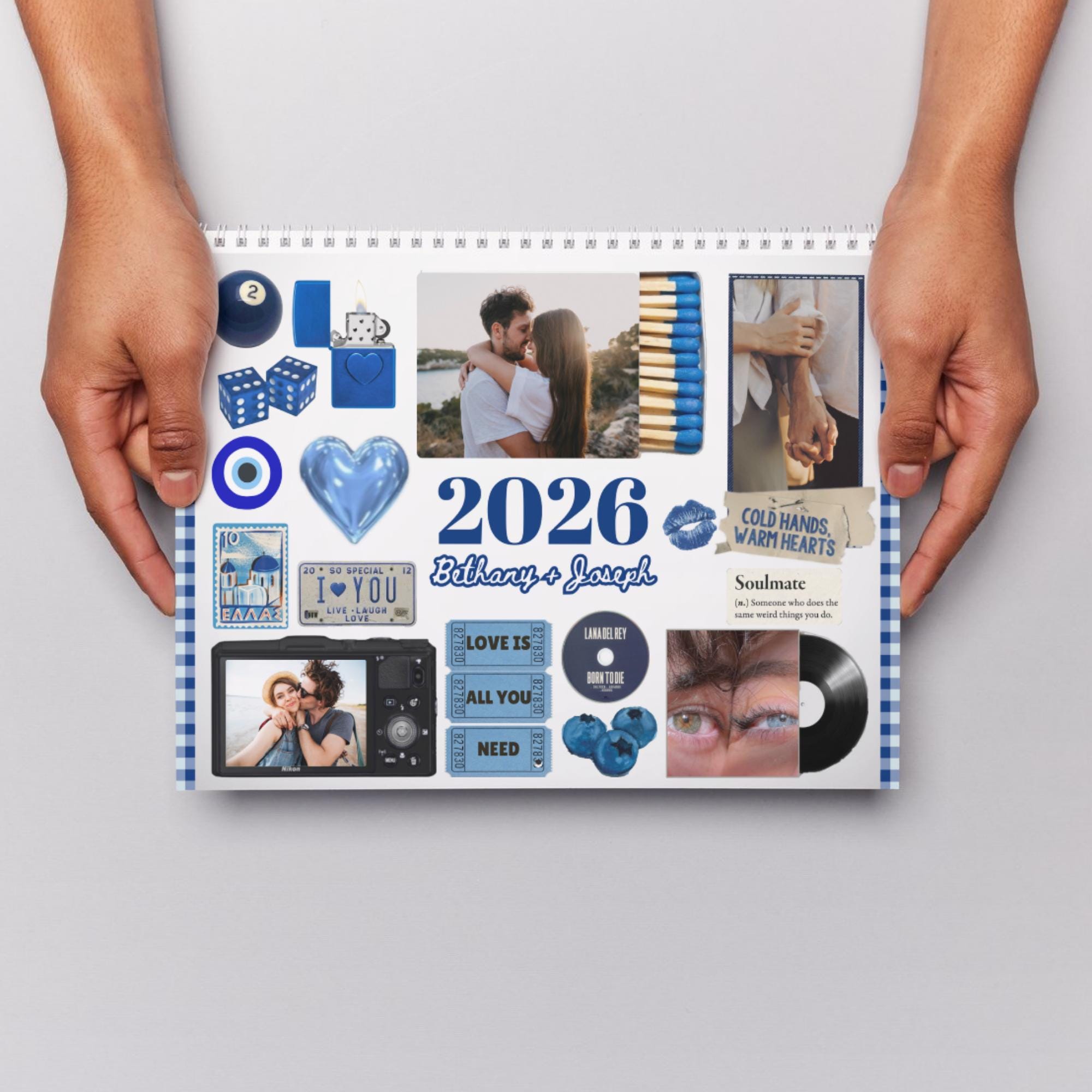 2026 Couple Vision Board Calendar Template, Retro Matchbox Collage ...