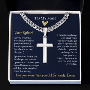 Personalized Cuban Promise Chain For Him, Anniversary Gift For Husband, Valentine&#39;s Gift For Boyfriend, To My Man Customized Birthday Gift