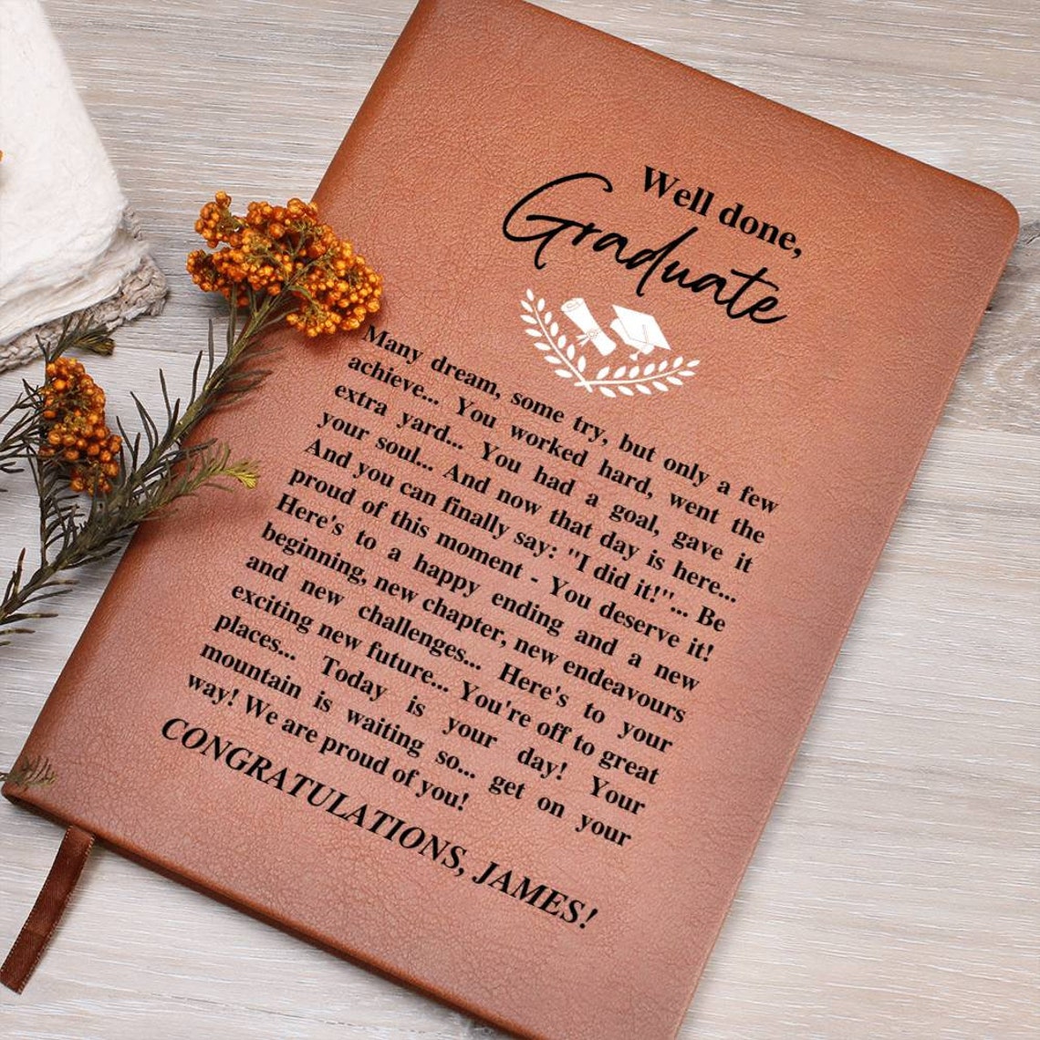 Inspirational Graduation Journal Congratulations on Graduating Graduate ...