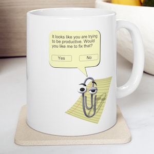 Clippy Office Assistant Mug, Sarcastic Gag Gifts, Coworker Office Colleague Gifts, excel mug, accountant gift, prank gifts, Funny Meme Mugs