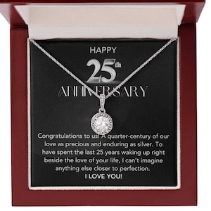 Necklace for 25th Anniversary, 25th Wedding Anniversary gift for Wife, Silver Wedding Anniversary, Gift for Wife on 25th Anniversary