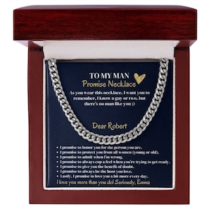Personalized Cuban Promise Chain For Him, Anniversary Gift For Husband, Valentine&#39;s Gift For Boyfriend, To My Man Customized Birthday Gift