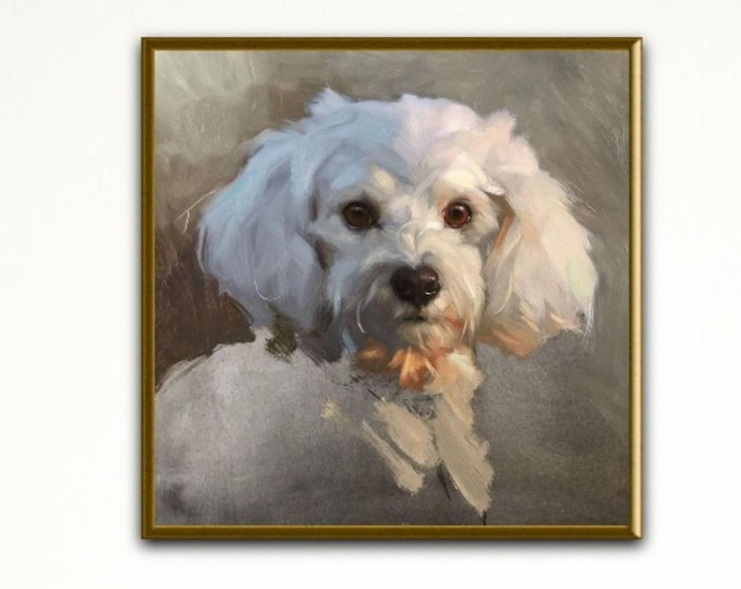 CUSTOM PAINTING from Photo Pets Dogs People Family Children Hand Painted with Textured Acrylic Oil Canvas Drawing Portrait