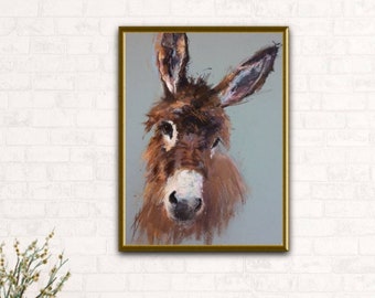 Donkey painting donkey portrait farm animal donkey wall Art