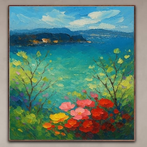 Landscape Painting on Canvas, Original Art, Country Tuscan Art, Tree Art, Modern Art, Italy Wall Art, Wall Decor Living Room, Large Art