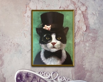 Portrait von Foto personalisierte Gemälde Pet Portrait Geschenk für Dad Home Decor Katzenmalerei Original Art wunderliche Wandkunst