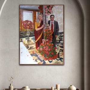 Custom Wedding Oil Painting on Canvas, Custom Portrait Painting, Couple Portrait Painting from Photo, Custom Anniversary Gift,Christmas Gift