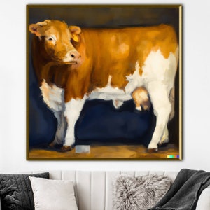 Cow art original canvas cow painting, Farmhouse cow art, Cow on canvas art, Fine art/canvas cow decor