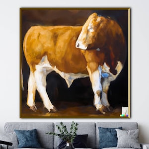 Cow art original canvas cow painting, Farmhouse cow art, Cow on canvas art, Fine art/canvas cow decor
