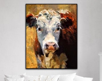 Dairy Cow Painting Cow Art Cattle Art Holstein Friesian Cow Cow Gifts Farm Art Farmhouse decor Dairy Cow Farm Wall Art