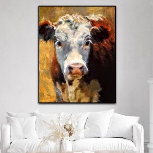 Dairy Cow Painting Cow Art Cattle Art Holstein Friesian Cow Cow Gifts Farm Art Farmhouse decor Dairy Cow Farm Wall Art