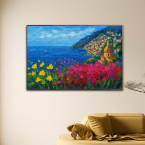 Positano Painting on Canvas, Original Art, Amalfi Coast, Seascape Painting, Impressionist Art, Living Room Decor, Large Wall Art, Gift Ideas