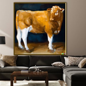 Meadow Painting, Cows Painting, Country Landscape, Farmhouse Decor
