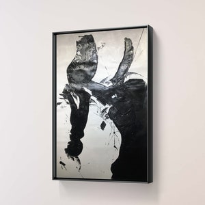 Peinture texturée 3D en noir et blanc Peinture en noir et blanc Peinture minimaliste en noir et blanc Art mural abstrait Décoration murale en noir et blanc Cadeau