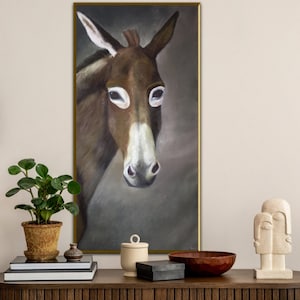 Southwestern Wall Art Western Donkey Painting Rustic Texas Decor Modern Abstract Wall Art