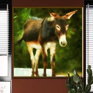 Donkeys Rustic wall art donkey painting, Equine donkey art farmhouse aesthetic