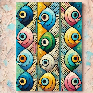Sardine Fish Painting Animals Original Art Marine Artwork Kitchen Wall Art